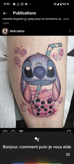 a tattoo with an image of a cartoon character on it