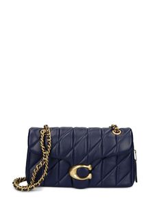 Find COACH Tabby 26 Shoulder Bag on Editorialist. navy blue nappa leather smooth grain quilted foldover top with magnetic fastening adjustable leather and chain-link shoulder strap C logo plaque rear magnetic-fastening pocket partitioned compartment full lining internal logo patch internal zip-fastening pocket Blue Coach Bag, Coach Tabby 26, Coach Tabby, Blue Coach, C Logo, Nappa Leather, Blue Bags, Random Things, Chain Link