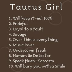 the taurus girl list for women with her name in white on brown and tan background