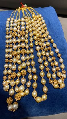 Beads Jewellery Designs, Premraj Shantilal Jain Jewellers, Mango Haram, Pearl Mala, Gold Temple Jewellery, Stone Bead Jewelry, Gold Jewelry Simple Necklace, Bride Jewelry