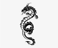 a black dragon tattoo design on a white background