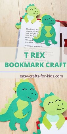 the bookmark craft is made out of paper and cut into alligators with scissors