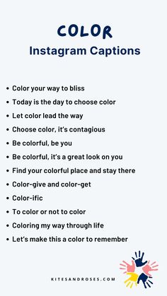 the color guide for instagram captions