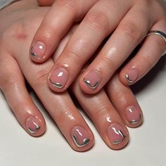 151 Cute Short Nail Designs - Ak Pal Kitchen Short Metallic Nails, Short French Nails, Metallic Nails Design