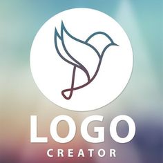 a logo with a bird on it and the words logo creator above it in front of a blurry background