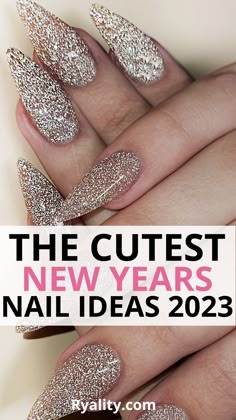 absolutely love these new years eve nails ideas omg they're all so trendy New Year’s Eve Gel Nail Ideas, New Year’s Eve Nails Almond Shape, New Year’s Eve Nails Dip Powder, New Years Nail Designs Gold Glitter, Coffin New Years Nails Sparkle, Nail Ideas For The New Year, New Years Nails Solid Color, Celebration Nails New Years, New Years Eve 2024 Nails