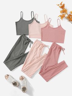 Casual Solid Color Sleepwear Sets, Casual Solid Color Sleep Sets, Casual Matching Set Sleepwear For Sleepover, Sleep Clothes For Women, H&m Tops For Summer Loungewear, Cheap H&m Loungewear Tops, Bras For Backless Dresses, Comfy Casual Outfits