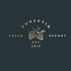 the logo for forestia green resort, which is located in front of a dark background