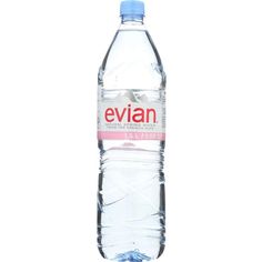 a bottle of evian water on a white background