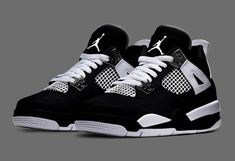 the nike air jordan iv is shown in black and white