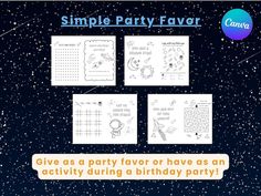 a birthday party flyer with space and stars in the background