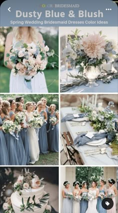 the blue and white wedding theme is featured in this instagramture for bridesmaid