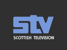 the scottish television logo is shown on a black background with blue letters that read stv