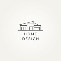 the home design logo is shown in black and white, with an outline of a house