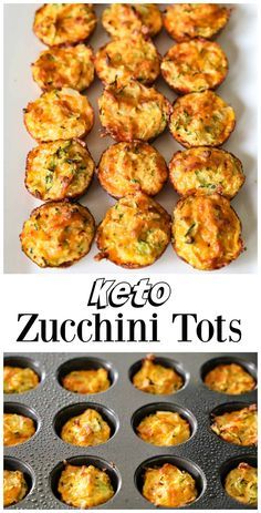 zucchini tots in muffin tins with text overlay