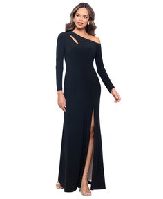 in stock Black Evening Dress With Asymmetrical Neckline For Gala, Plus Size Black Tie Event Dresses, Plus Size Black Tie, Formal Dress With Sleeves, Simple Formal Dress, Long Sleeve Formal Dress, Sleeve Formal Dress, Black Tie Event Dresses, Banquet Dresses