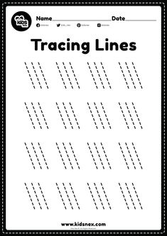 a worksheet with the words traceing lines in black on a white background