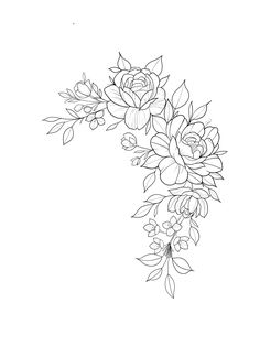 a line drawing of flowers on a white background