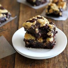 chocolate chip cookie bars stacked on top of each other