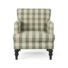 14 Karat Home Contemporary Gray Plaid Accent Arm Chair with Linen Fabric and Wood Frame in the Chairs department at Lowes.com Armchair Upholstery, Grassy Hill, Living Room Den, Occasional Chair, Future Apartment, Noble House, Green Chair, Chair Upholstery