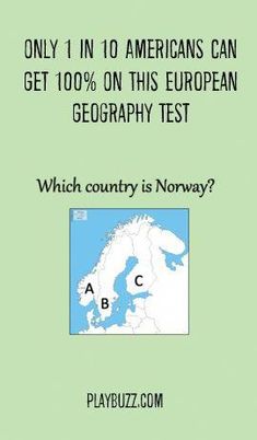 a book with an image of europe and the text, only 1 in 10 americans can get 100 % on this european geography test which country is norway?