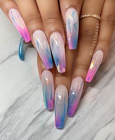 Cotton Candy Nails, Summer Nail Designs, Long Nail Designs, Pretty Nail Designs, Nail Art Wedding, New Nail Art, Pretty Nail Art, Summer Nails Colors