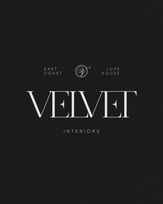 the veievet interiors logo is shown in white letters on a black background,