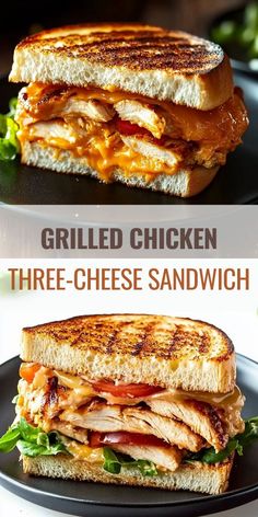 🍗🧀 Experience layers of cheesy goodness with this Grilled Chicken Three-Cheese Sandwich! Juicy grilled chicken meets three perfectly melted cheeses for a meal you’ll savor every bite of. 🥪✨ #ThreeCheeseLove #GrilledChickenMeals #CheeseAddictApproved #EasyRecipeIdeas #HomemadeFavorites #FlavorfulEats 🧡