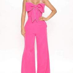 Brand New With Tags! Never Been Worn Summer High Waist Pantsuit For Party, Trendy Spring Pantsuit For Night Out, High Waist Pantsuit For Summer Parties, Pink Strapless Jumpsuit For Spring Party, Spring Party Pink Strapless Jumpsuit, Pink High-waist Jumpsuits And Rompers For Party, Summer High Waist Pantsuit For Night Out, Pink High-waist Jumpsuit For Party, High Waist Pink Jumpsuit For Party