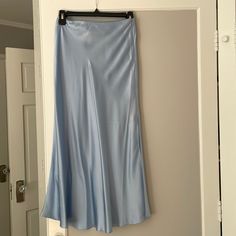 Never Worn, With Tags! Blue Silk Relaxed Skirt Bottoms, Blue Silk Relaxed Skirt, Blue Fitted Silk Skirt, Blue Silk Lined Bottoms, Blue Silk Lined Skirt, Elegant Light Blue Lined Skirt Bottoms, Chic Blue Evening Maxi Skirt, Elegant Blue Skirt For Spring, Elegant Blue Spring Skirt