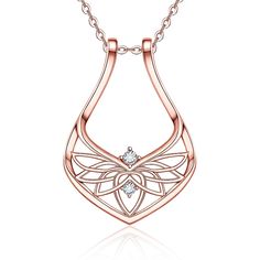 Ring Holder Necklace Lotus Flower 925 Sterling Silver Engagement Wedding Magic Rings Multiple for Women - Charlie Dolly Wedding Ring Necklace Holder, Lotus Crystal, Ring Holder Pendant, خواتم خطوبة, Ring Halter, Wedding Horseshoes, Ring Holder Necklace, Eagle Necklace, Rhombus Shape