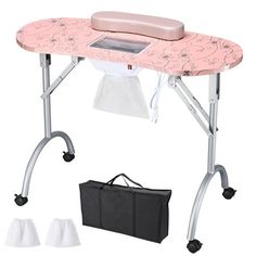 Professional Nail Desk - Foldable Manicure Nail Table features built-in dust collector & wrist cushion, 4 pcs 360-degree swivel wheels with locks for easily moving to any places & locking to keep in fixed position; Ideal for nail art, beauty salon, Spa, professional manicurists, beauty gurus. Efficient Dust Removal - Built-in dust collector with a strong fan, one button to clean away nail crumbs & dust and collect into the dust bag, no more dust flying, giving you & your customers free-breathing Salon Desk, Nail Desk, Clean Workspace, Nail Salon And Spa, Beauty Station, Nail Table, Nail Art At Home, Manicure Table, Professional Nail Art