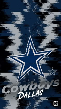 the cowboys logo is shown on a blue and gray background with white stars in the center