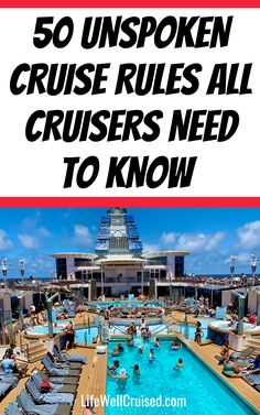 a cruise ship with people swimming in it and the words, 30 cruise first aid kit essentials to bring on a cruise