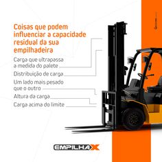 an orange and black forklift with the words empllax written below it