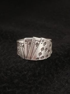 antique silver plated. adjustable size. playing card ring ring. Mom day gift. Sister gift. Man gift Playing Card Ring, Card Ring, Silver Gift Wrap, Animation Studios, Gift Sister, Trendy Gifts, Jewelry Charms, Midi Rings, Mom Day