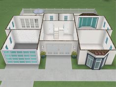 an aerial view of a two story house