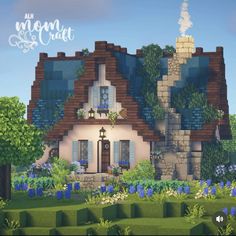 an animated house in the middle of a garden