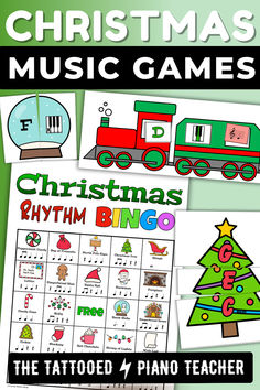 christmas music games for piano students. the tattooed piano teacher. Christmas Music Activities Preschool, Christmas Piano Lesson Activities, Christmas Music Games For Kids, Christmas Music Games, Music Class Games, Christmas Music Activities, Music Games For Kids, Music Therapy Activities