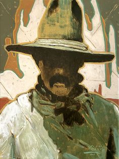 a painting of a man wearing a hat