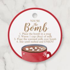 you're the bomb hot chocolate gift tag