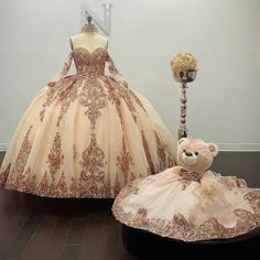 Off the Shoulder Rose Gold Quinceanera Dresses Sparkly Lace Sweet 16 D – MyChicDress Gold Quinceanera Dresses, Quince Dress Ideas, Champagne Quince, Sparkly Ball Gown, Rose Gold Quince, Dream Quinceanera, Xv Dresses