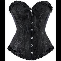 This Beaufitul Vintage Style Corset Vest Is Made Of Two Layers Of Fabric,Plastic Bones To Support. The Corset Is Designed By Waist Size, Please Choose Your Corset According To Your Waistline. If Your Waist Measurment Is Between Two Size, Please Choose The Smaller Size. Sheer Elastic Waist Hi/Lo Skirt With Velvet Flocked Floral Design Nwot Womens Corset Tops, Corset Steampunk, Mode Steampunk, Corsets Vintage, Floral Bustier, Floral Lingerie, Waist Corset, Leather Bustier, Steampunk Corset