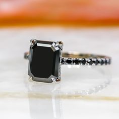 Black Diamond Radiant Cut Engagement Ring, Engagement Ring Black Diamond, Black Sapphire Ring, Engagement Ring Black, Black Diamond Bands, Black Diamond Necklace, Black Diamond Studs, Black Diamond Jewelry, White Diamond Earrings