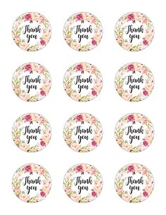 thank you stickers with watercolor flowers on them