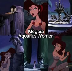 some cartoon characters with the caption megara aquarius women