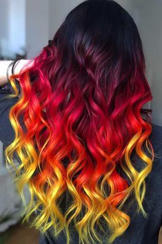 Exotic Hair Color, Fire Hair, Vivid Hair Color, Cute Hair Colors, Rainbow Hair Color, Creative Hair Color, Hair Color Unique, Ombre Hair Blonde, Hair Color Crazy