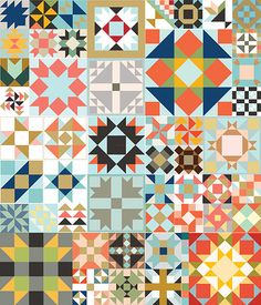 an abstract pattern with many different colors and shapes