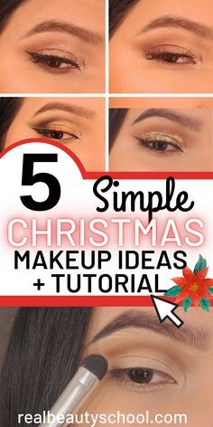 Christmas Makeup Looks Simple Brown Eyes, Holiday Make Up Looks, Christmas Eye Makeup Ideas, Makeup For Winter, Easy Christmas Makeup Looks, Simple Christmas Makeup, Winter Makeup Looks, Holiday Eye Makeup, Makeup Looks Ideas