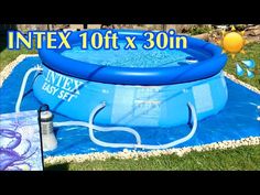 an intex 10ft x 30in above ground swimming pool with pump and hose